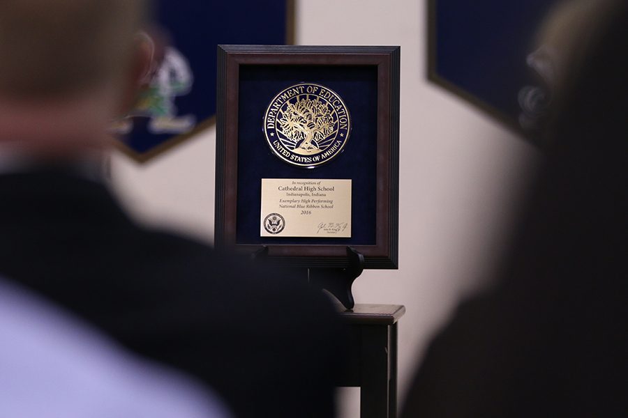 The Blue Ribbon award is displayed for all to see.