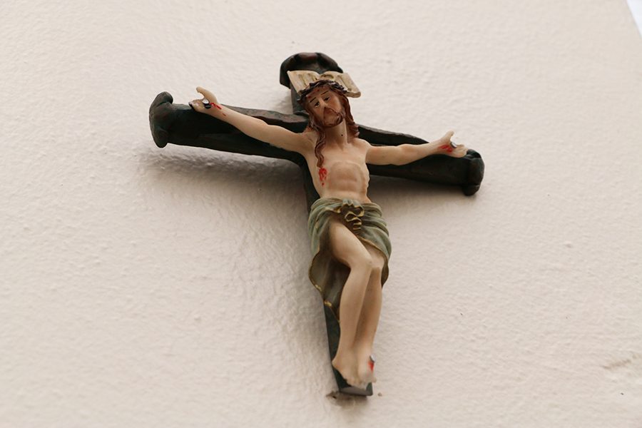 The crucifix symbolises the easter season.