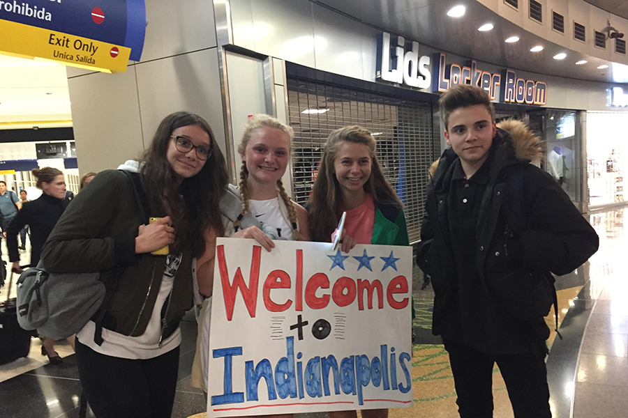 Students welcomed their guests from France at the Indianapolis International Airport.