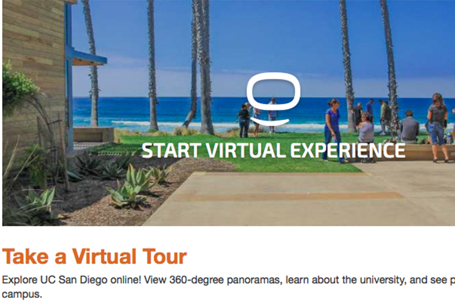 On the University of San Diego website, the school offers prospective students the opportunity to virtually tour the campus. 