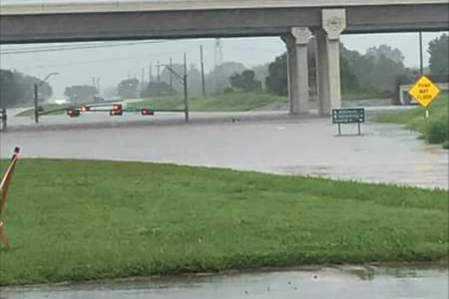 Mrs. Brittany Evans '05 posted this image of a flooded Texas interstate on social media.