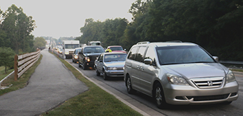 Traffic backs up every day before and after school due to the months-long repaving project on East 56th Street. 