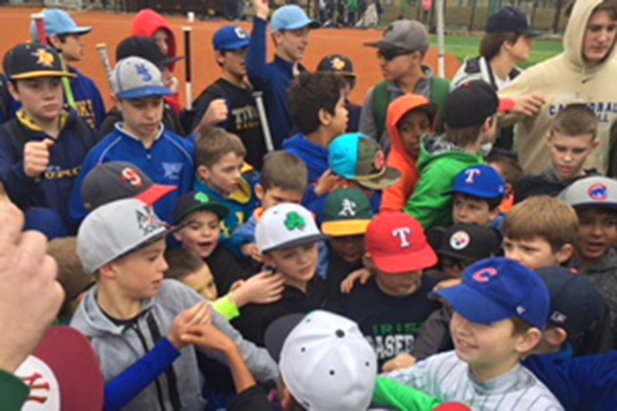 Participants gather at the start of one of the sessions at last years Christmas baseball camp.