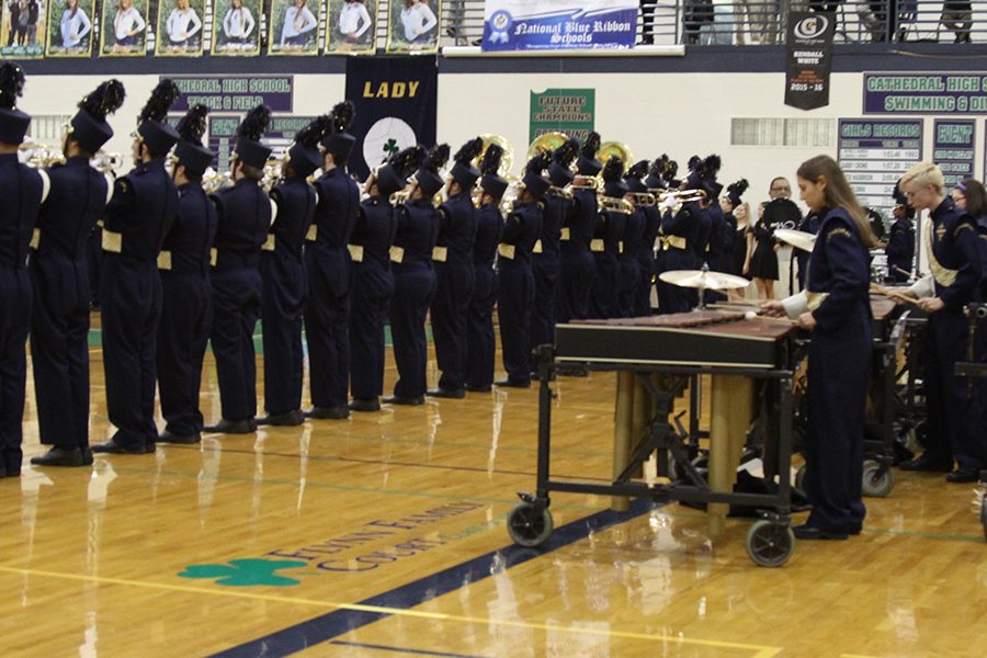 At least year's Open House, the marching band performed the school song in the Welch Activity Center. 