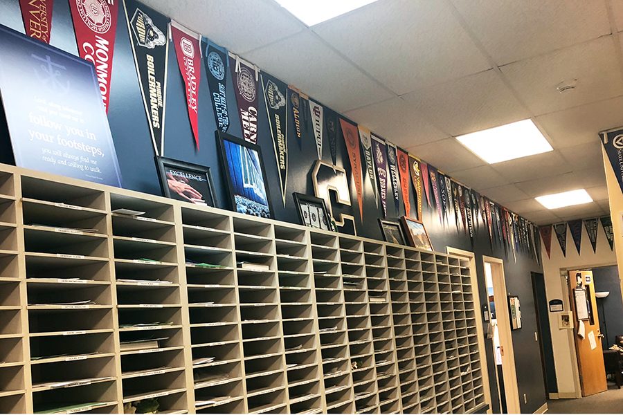 Seniors applied to the colleges of many of the banners that hang in the counselling office.