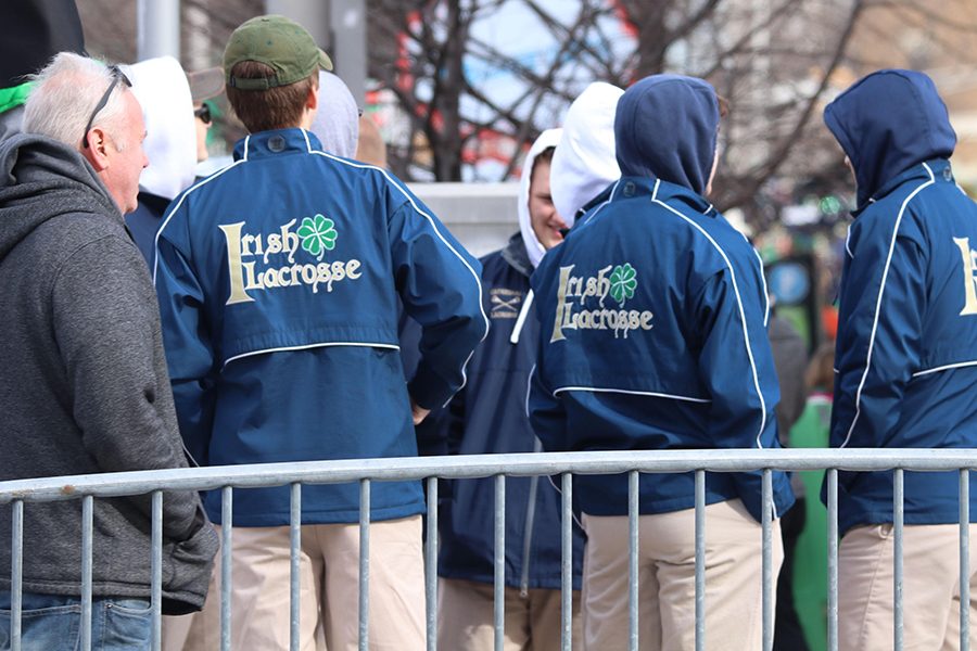 Members of the men's lacrosse team marched in the St. Patrick's Day parade in Downtown Indianapolis. The team will be in action this week. 