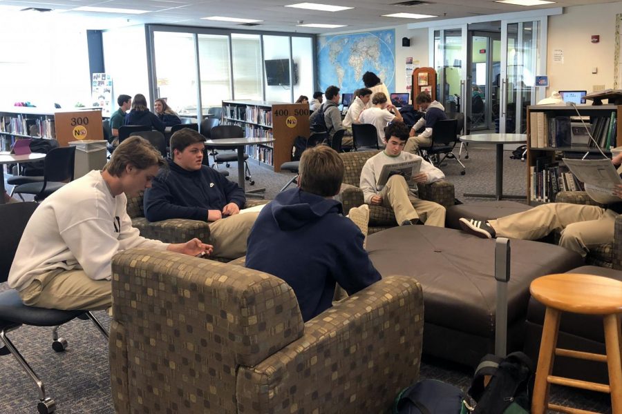Students fill the library during C period on April 18.
