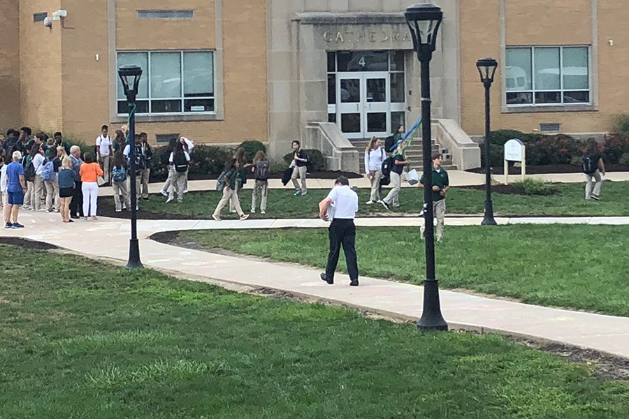 While the courtyard was busy on Aug. 13 at 3:15, it will pretty much be empty on Aug. 17 at the same time due to early dismissal. 