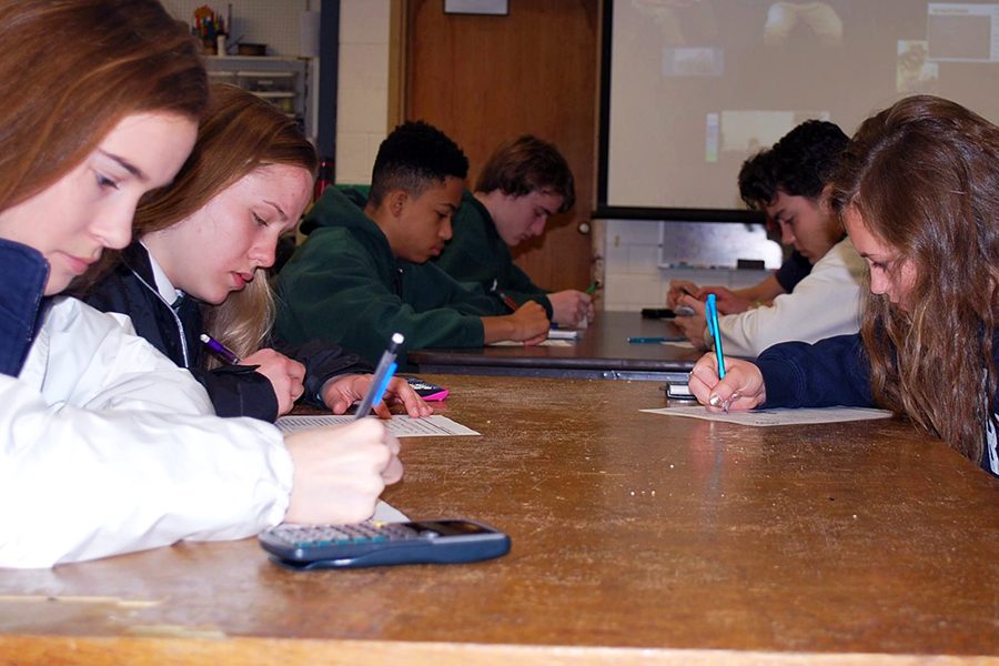 Math League, shown in action last spring, will meet on Nov. 13 before school. 