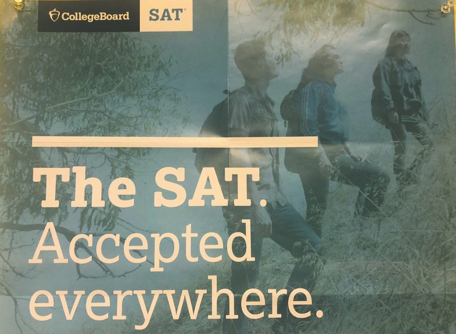 Posters in the counselors' office advertise the SAT. 