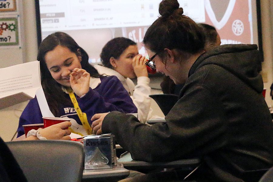 A peer mentor works with a freshman during first semester. Current juniors may apply to be a peer mentor next year, and that application deadline is March 27. 