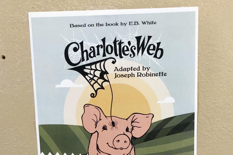 Posters displayed on campus advertise the children's play, "Charlotte's Web."