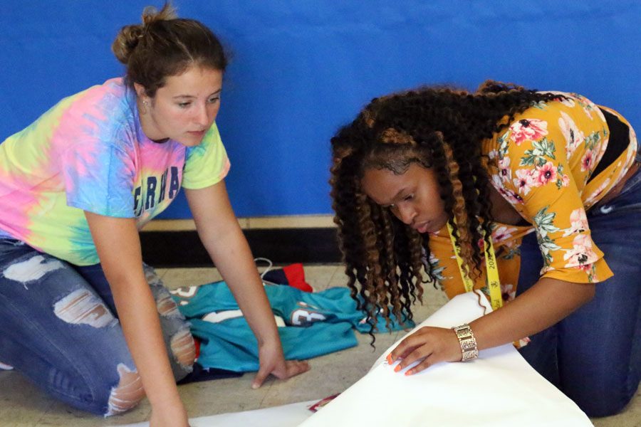 Hall decorating is a traditional part of the school's annual Homecoming celebration. 