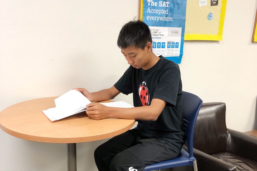 Junior Bill Zhang studies in the counseling center after school on Sept. 24. 