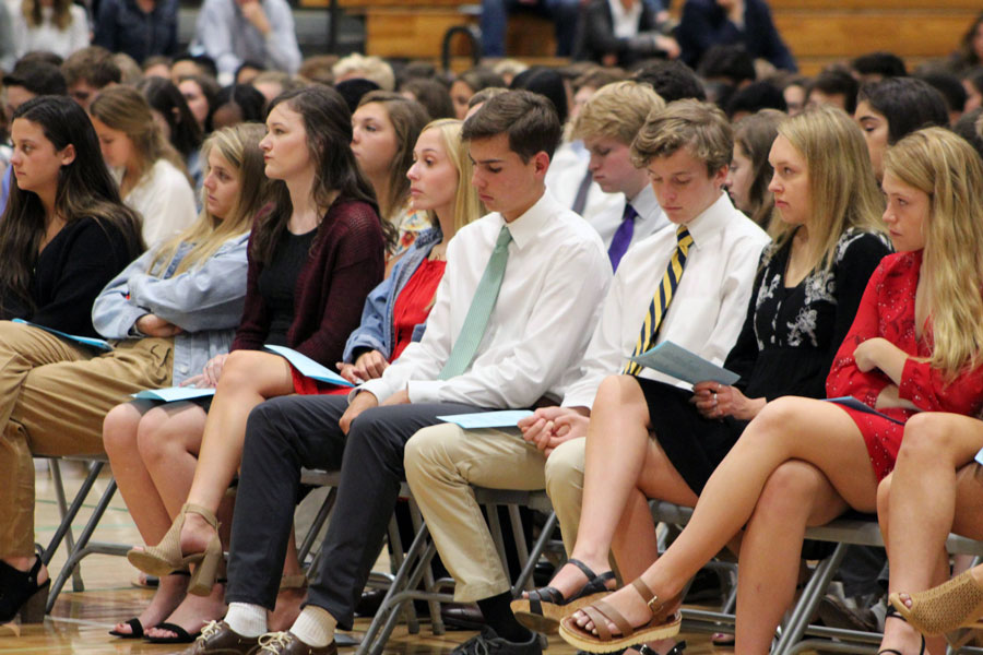 Students participated in the National Honor Society induction in the Welch Activity Center two years ago. 