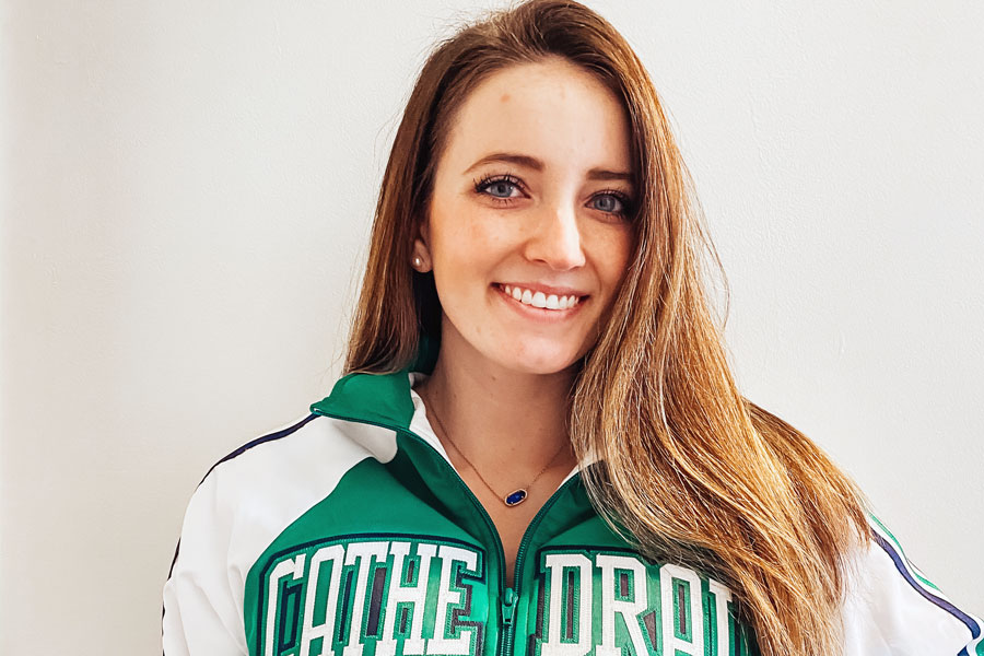 Ms. Amber Therron bring five years of collegiate cheerleading to her role as the new cheer coach. 