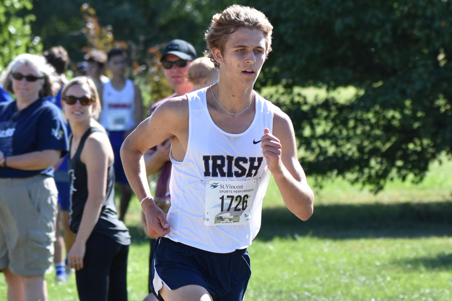 Senior Nick Hruskoci runs during a cross-country meet in the fall. 