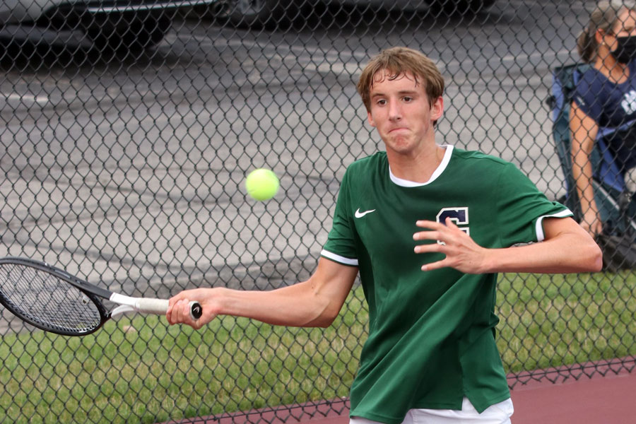 Senior Levi Wojtalik plays in the regular season match at Brebeuf Jesuit. The varsity team defeated North Central on Sept. 14. 