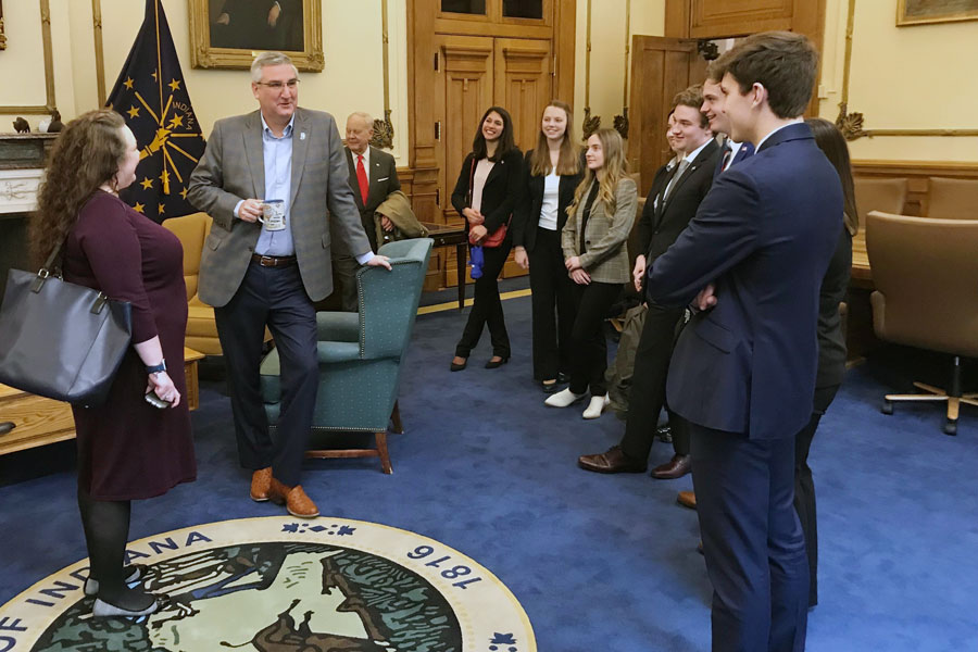 Last year's We the People team met with Gov. Eric Holcomb in his office. 