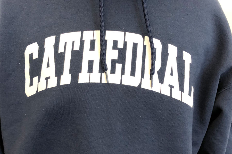 Cathedral sweatshirts will be among the items available at the Mothers Club uniform sale on Nov. 15. 