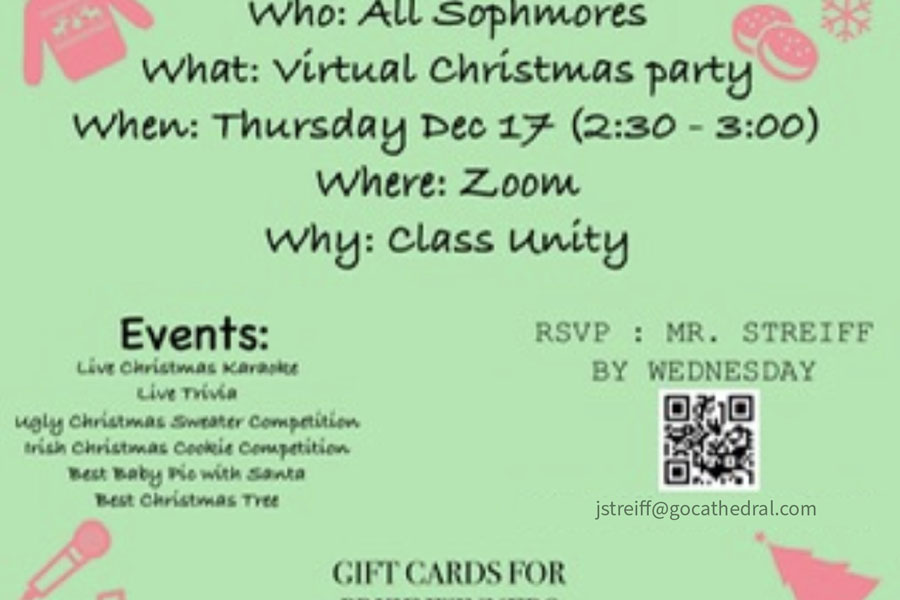 Information sent to members of the Class of 2023 promotes the virtual Christmas party on Dec. 17. 