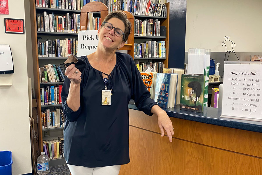 Mrs. Jennifer Herron can now welcome students back to the library this year. 