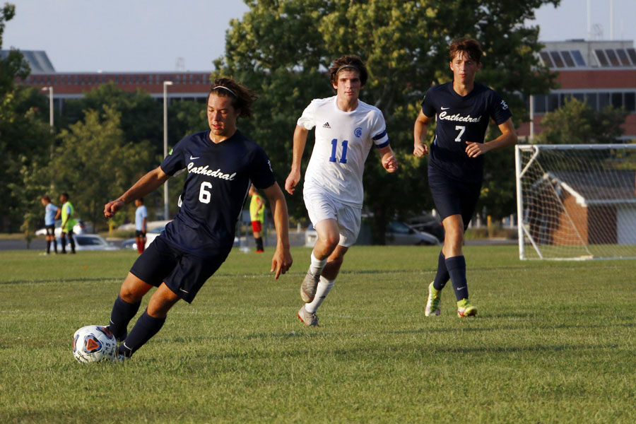 The men's soccer team defeated Guerin Catholic 4-0 on Senior Night. 