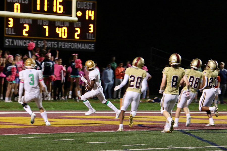 During the regular season game against Brebeuf Jesuit, all the Braves defense can do is watch the Irish put up another score. For the second consecutive year, the Irish will play for the Class 5A State football championship. The team will take on Zionsville on Nov. 26 at 7 p.m. at Lucas Oil Stadium. 