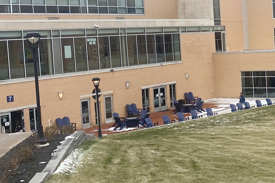 Once the weather cooperates, the new chairs and tables outside the Shiel Student Life Center will provide a place for students to gather before and after school and during lunch.