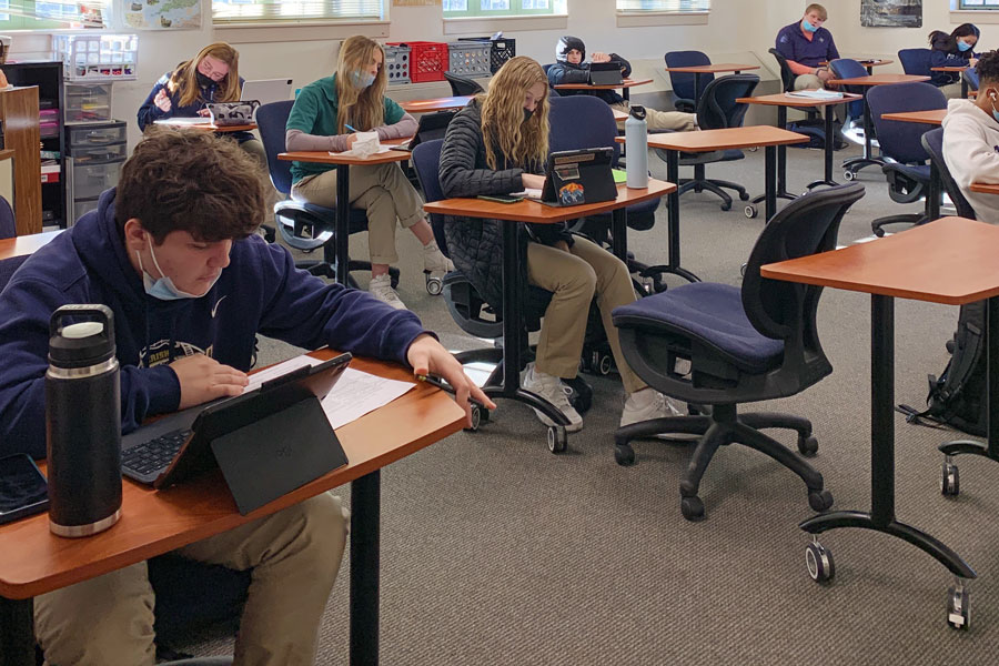 During the last week of the first semester, a junior English class meets in Loretto Hall. 