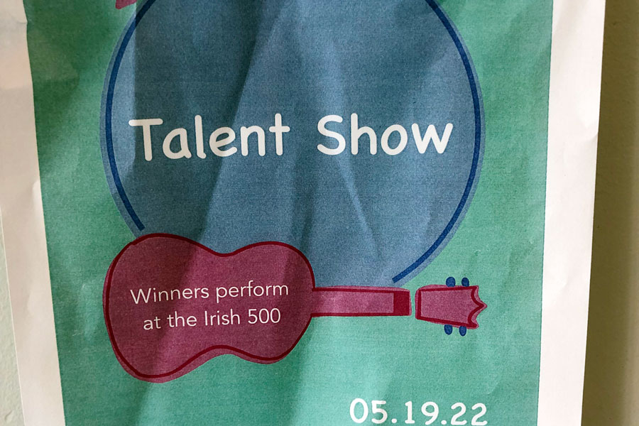 Signs posted throughout the campus promote the upcoming talent show. 