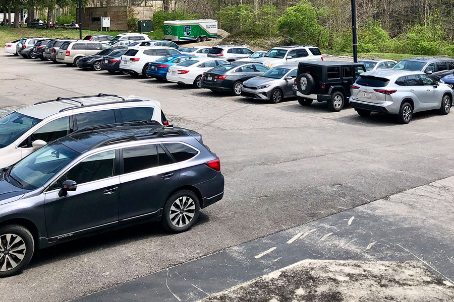 One of the many projects taking place on the Hill this summer will be the complete repaving of the parking lot adjacent to the Shiel Student Life Center. 