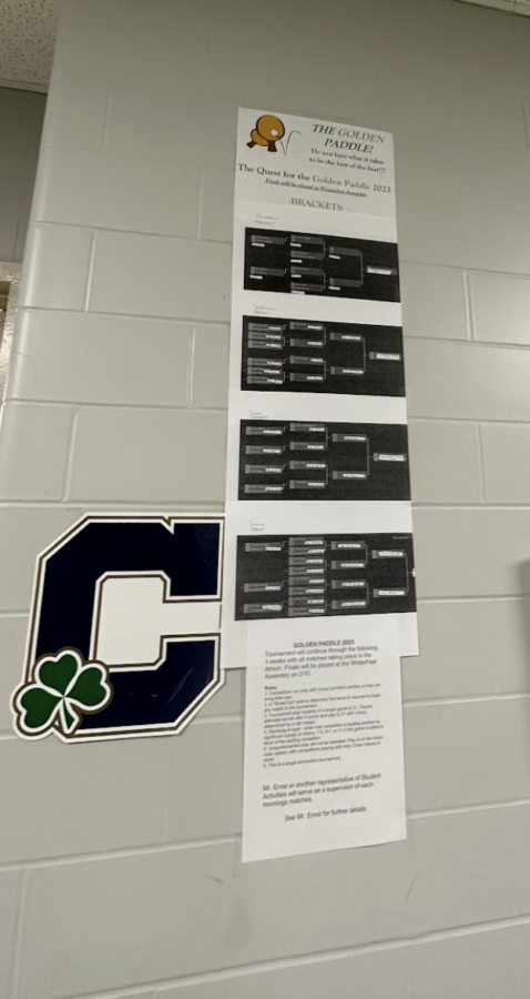 Tournament bracket posted outside of Ernst’s classroom.