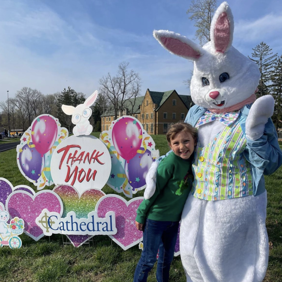 The Easter bunny came to Cathedral last weekend to hide eggs for local children.