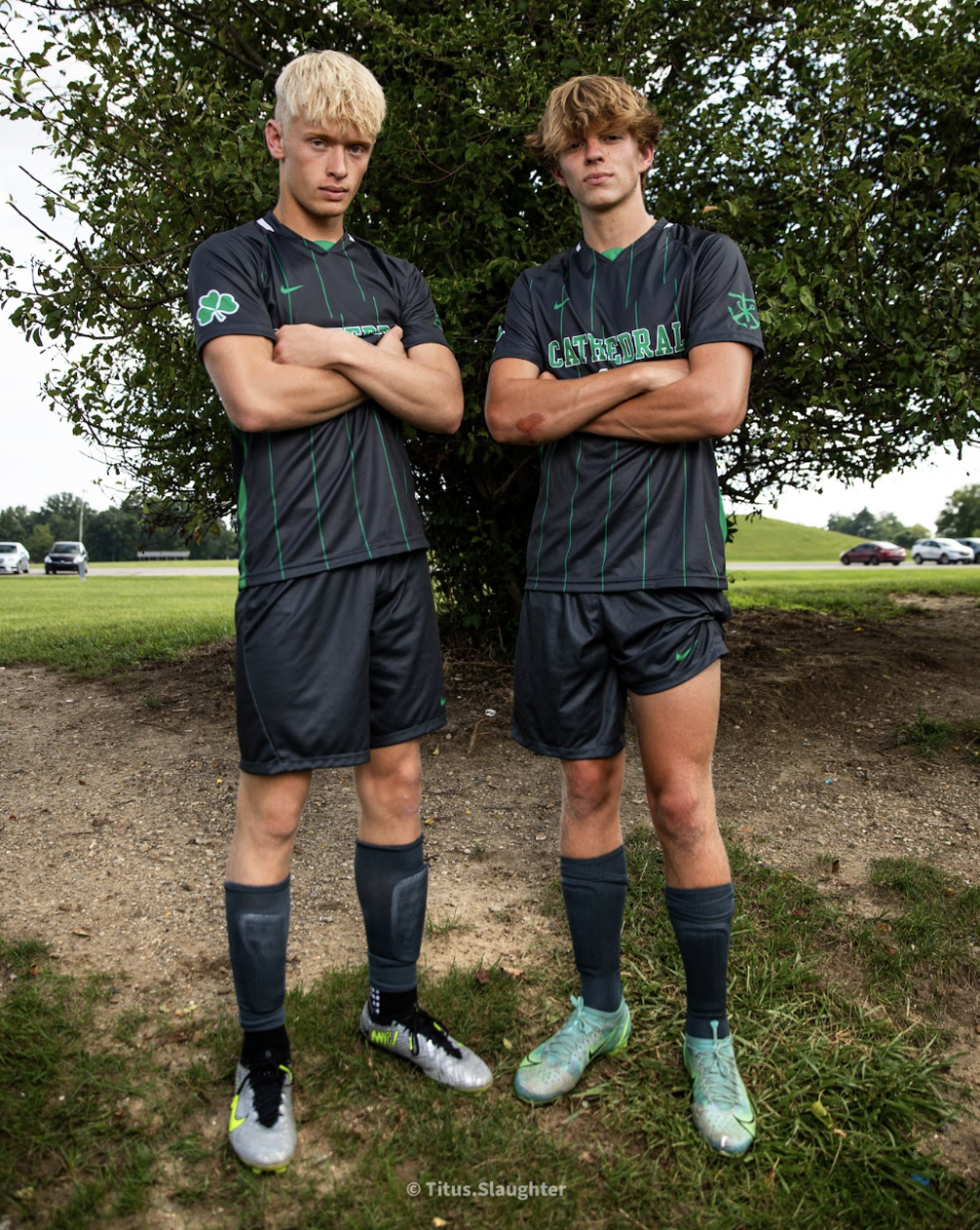 Seniors Landon Korous and Liam Fahey pose for a picture before the start of this year’s season. Both seniors are returning varsity contributors, with Fahey being voted a captain this season.