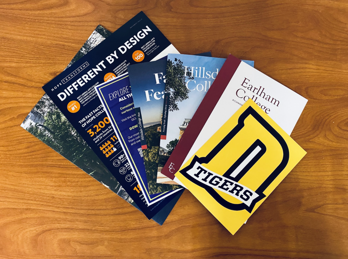 Ms. Pivonka has a variety of pamphlets in the college and career center, which she saves from each college that visits the Hill.