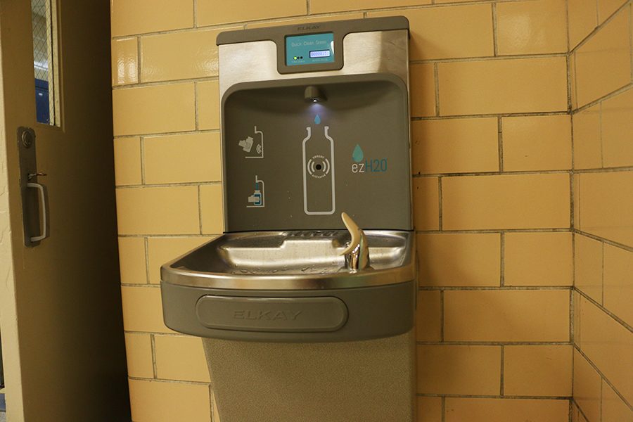 A new water dispenser was installed near the administration hallway.