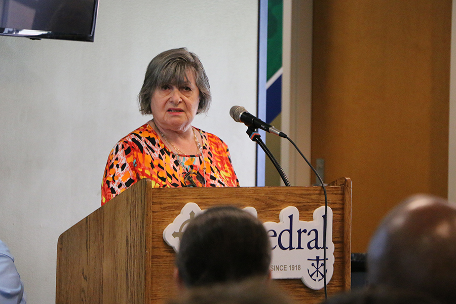 After school on May 18, holocaust survivor Mrs. Esther Davidson spoke to students about her experiences. 