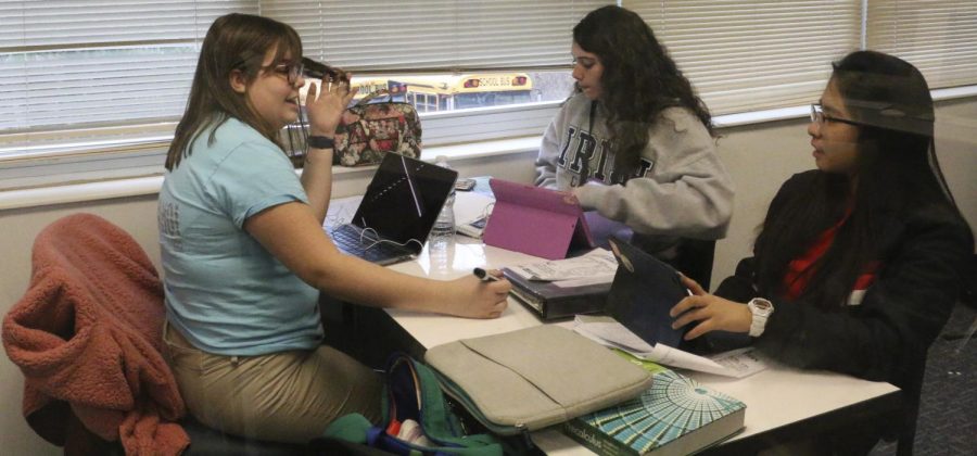 The pace is the library was hectic during flex on Dec. 15 as students prepared for first semester exams.