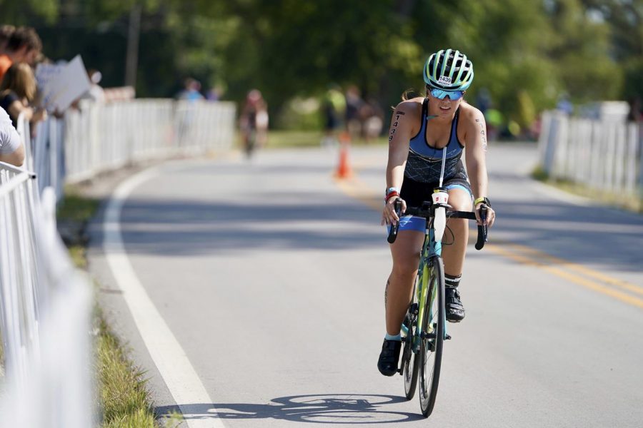 Senior Lauren Burgett is a member of the triathlon team. 