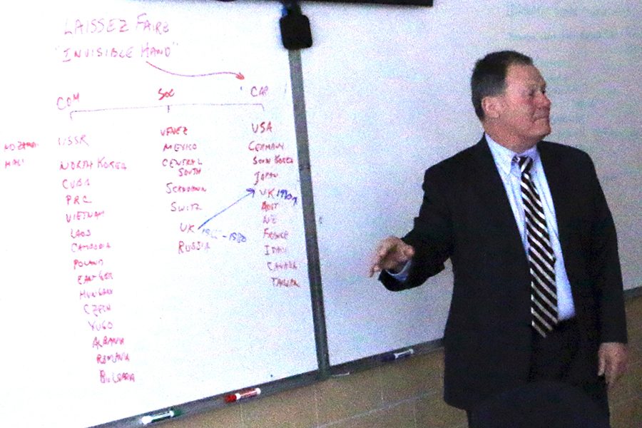 Mr. Lance Rhodes teaches his C period class on March 2. 