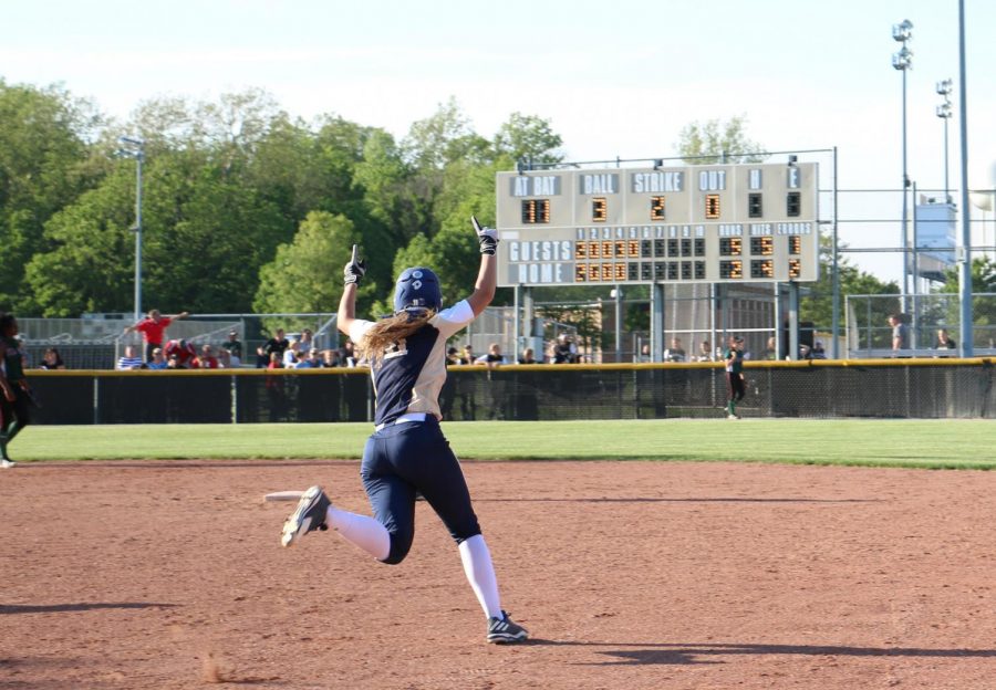 The softball team in action last season.