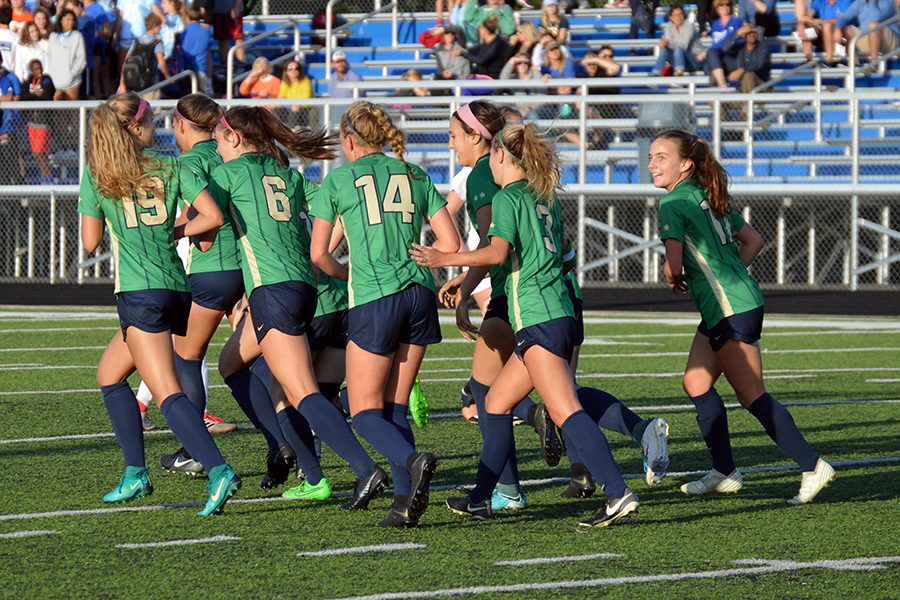 The women's soccer team takes the pitch during the Sectional title game against Bishop Chatard, a 3-1 Irish win. 