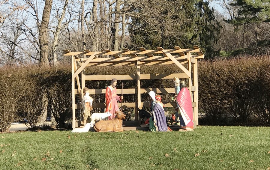 The manger sits at the roundabout almost every year. Vice Principal Mr. Jere Kubuske said, “The manger we had our maintenance guys set up.” 