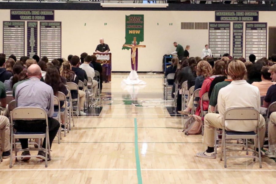 During flex on April 15, students and educators participated in the Stations of the Cross in the Welch Activity Center. 