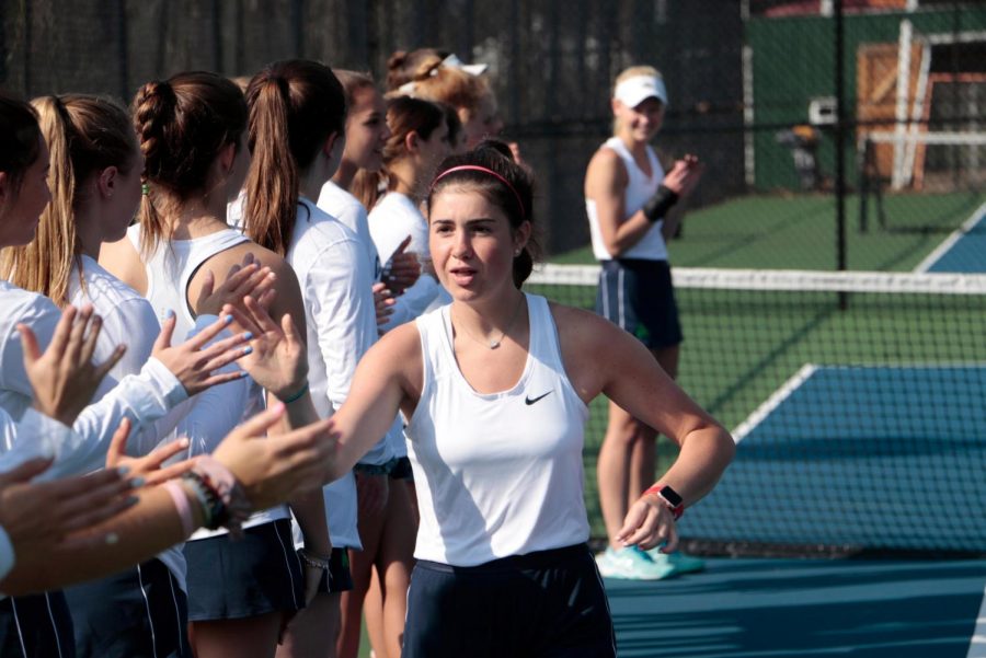 The women's tennis team is ranked first in the state poll released during the week of April 15. 