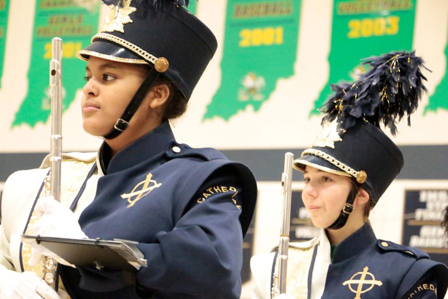 The marching band performs in the gym last fall during open house. The Pride of the Irish will return to the WAC on May 10 for the annual spring band gala. 