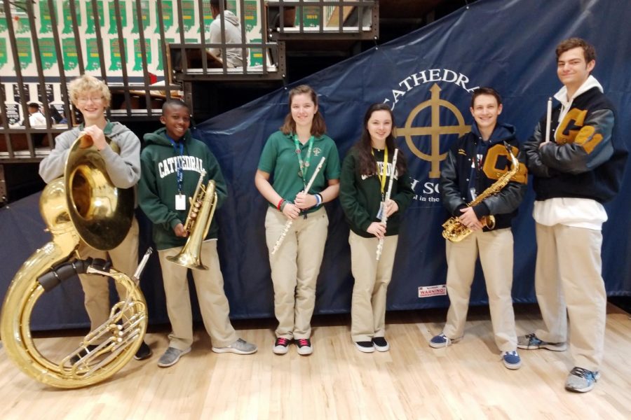 Six members of the Pride of the Irish have been selected to participate as part of the Ball State Honors Band. They are, from left, Micah Wasmuth, Joseph Jideonwo, Claudia Darnell, Amelia DeSanto, Gabe Tice and Andrew Marcou.