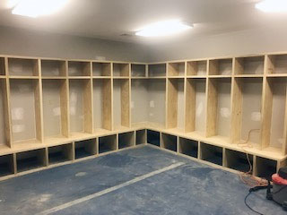 Work continues on the basketball locker rooms at Brunette Park. 