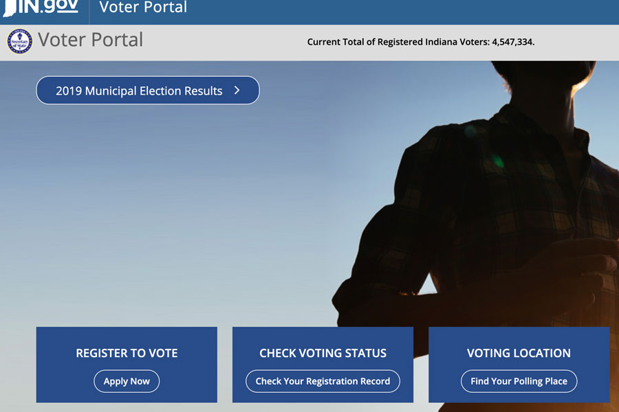 The Indiana voter website provides information for upcoming elections, including the option to register to vote on line. 